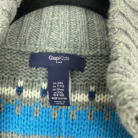GAP Kids Zip Up Sweater with Nordic Pattern Sz XXL NEW - Picture 4 of 8